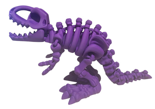 3D printed 10" Flexi T-Rex Skeleton - Dark Purple