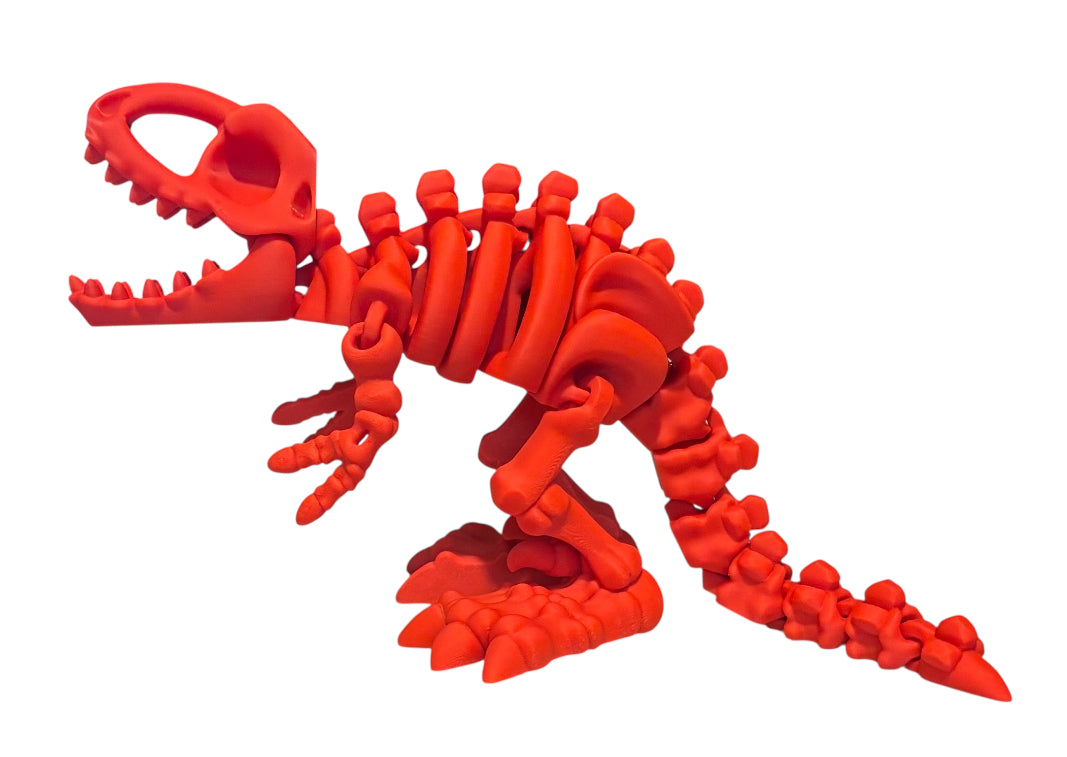 3D printed 10" Flexi T-Rex Skeleton - Lipstick Red