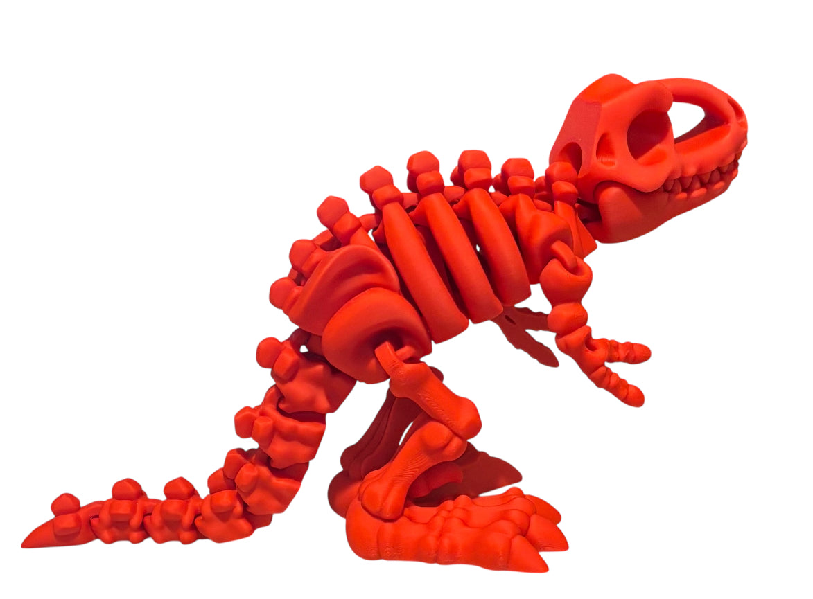 3D printed 7" Flexi T-Rex Skeleton - Lipstick Red