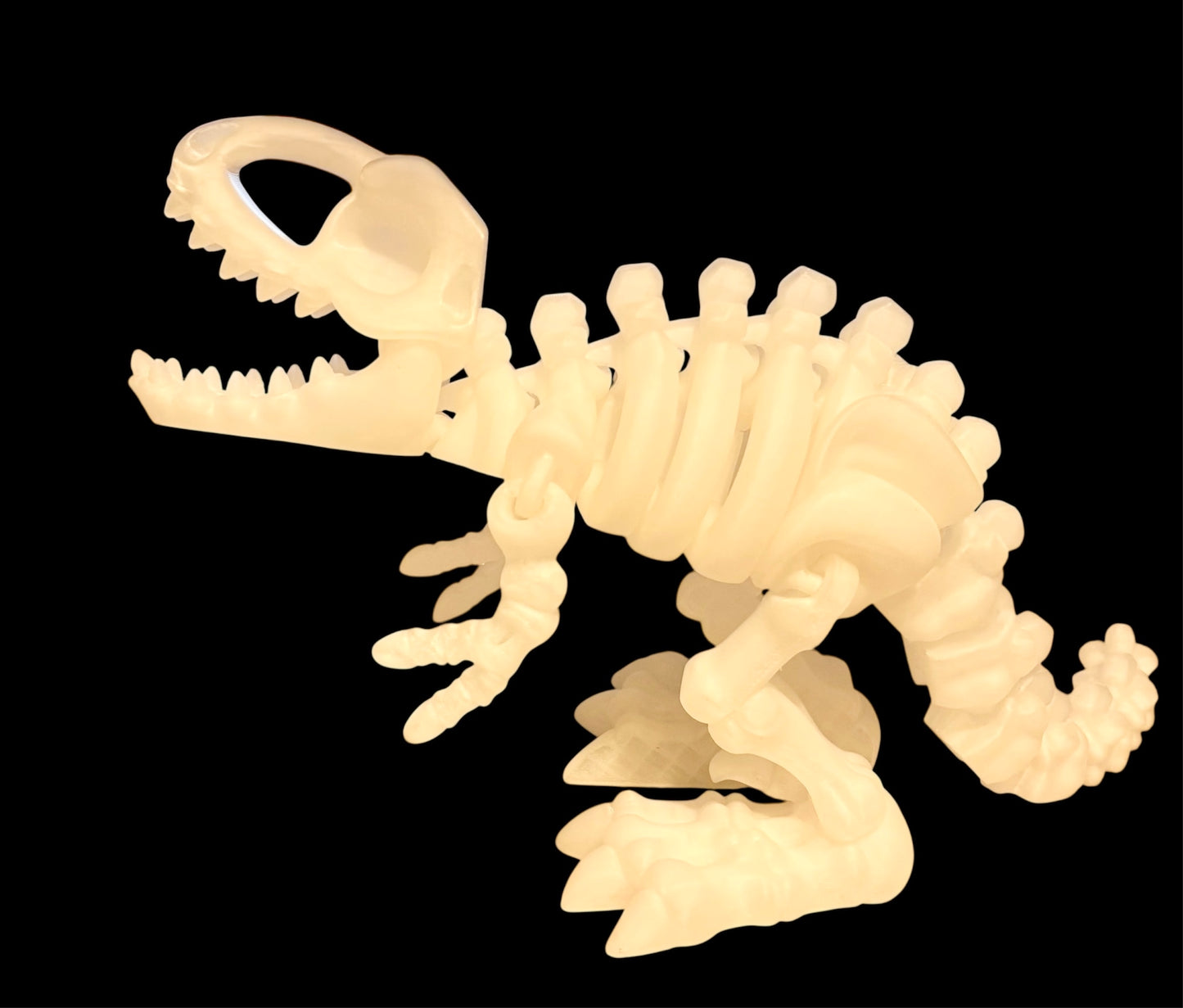 3D printed 7" Flexi T-Rex Skeleton - Natural/Clear