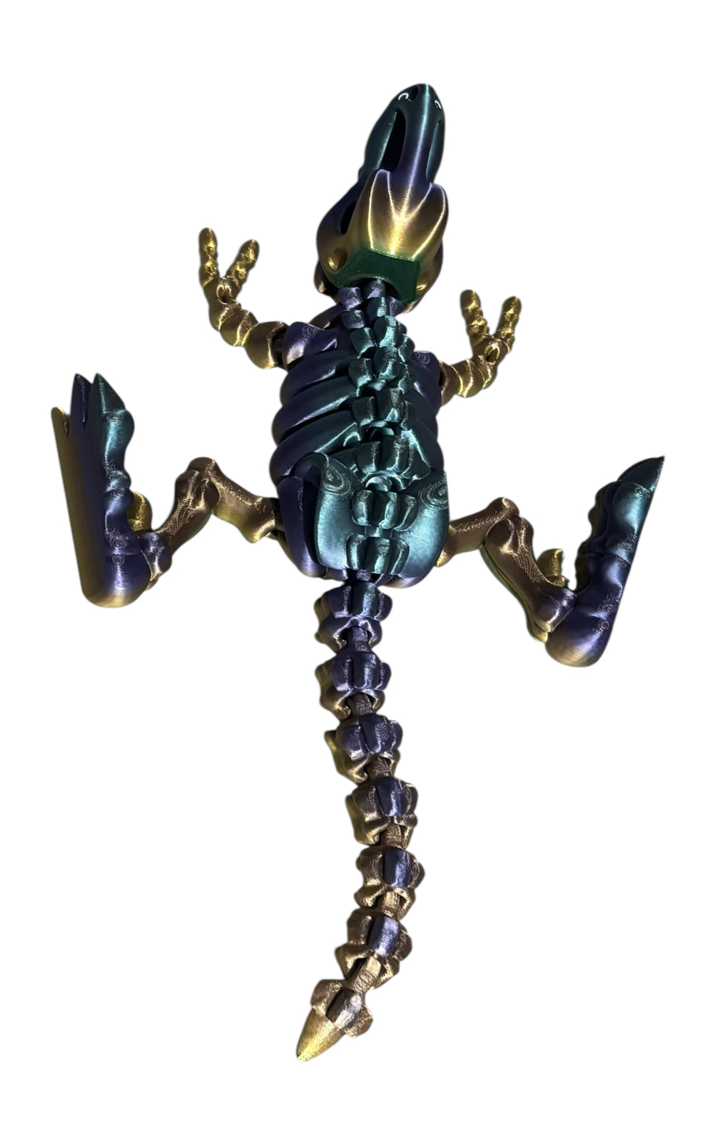 3D printed 10" Flexi T-Rex Skeleton - Rainbow Radiance