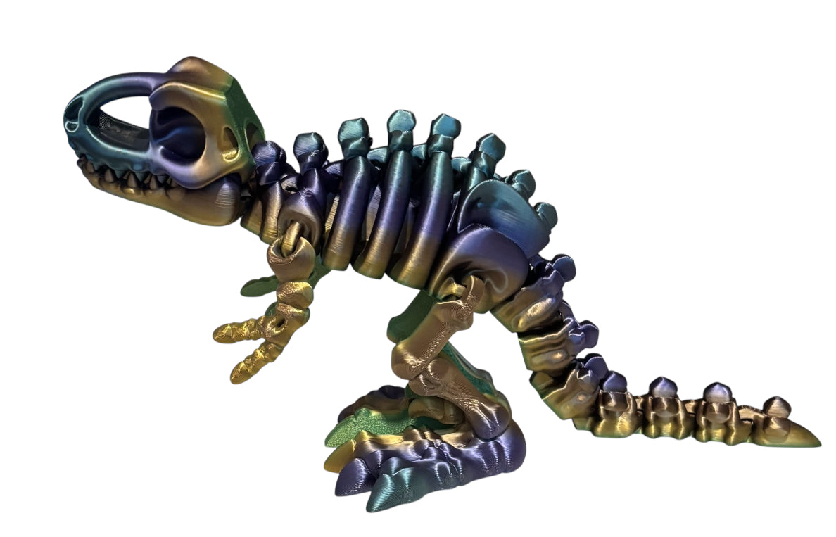 3D printed 10" Flexi T-Rex Skeleton - Rainbow Radiance