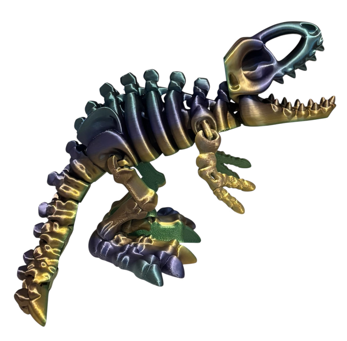 3D printed 10" Flexi T-Rex Skeleton - Rainbow Radiance