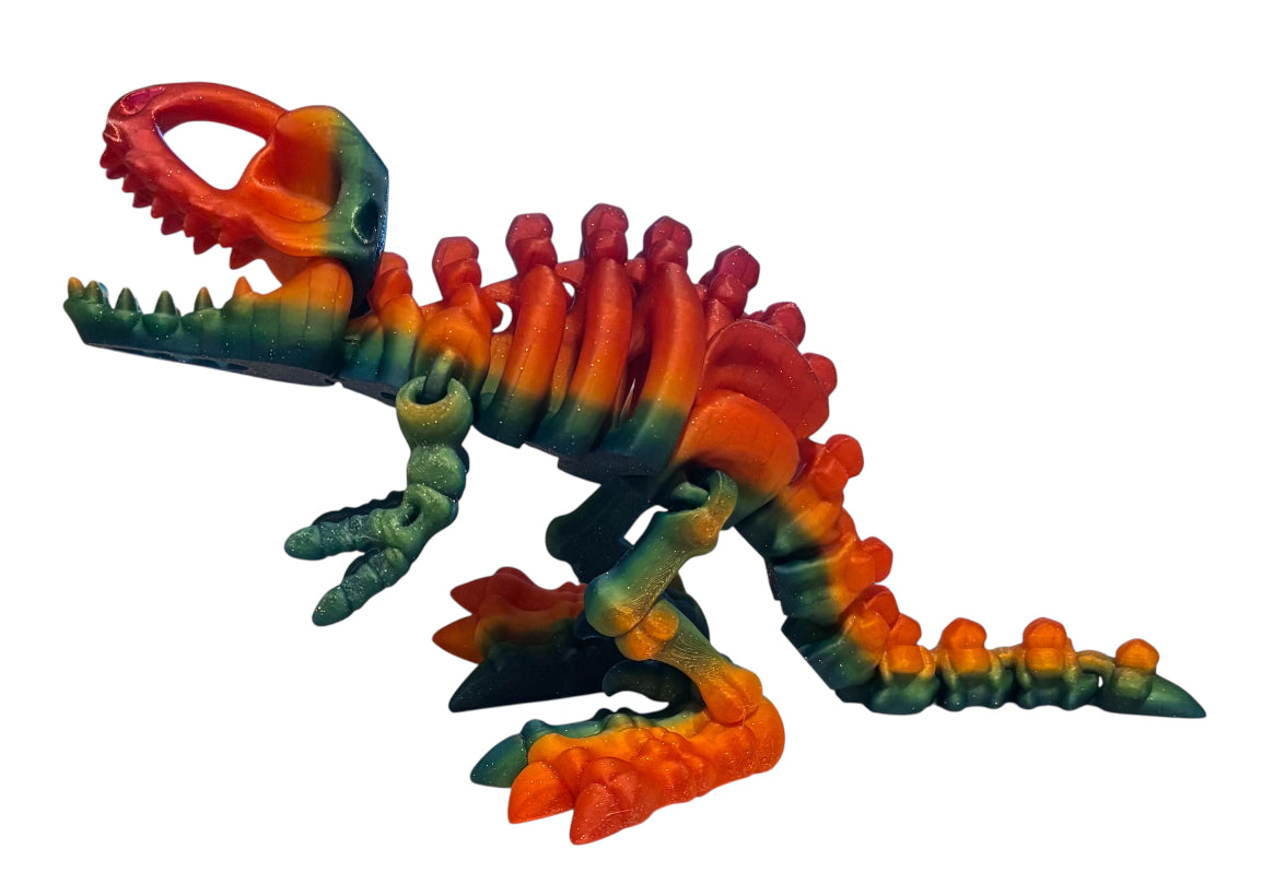 3D printed 10" Flexi T-Rex Skeleton - Chromatic Glitter