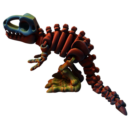 3D printed 7" Flexi T-Rex Skeleton - Neon