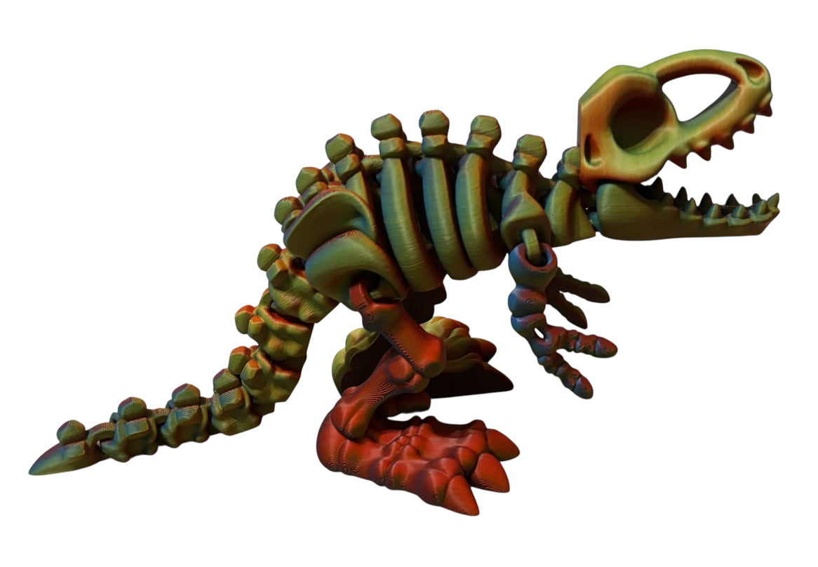 3D printed 7" Flexi T-Rex Skeleton - Neon