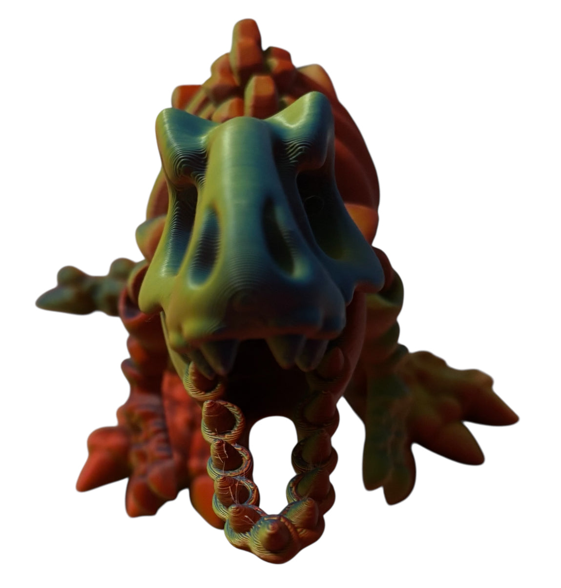 3D printed 7" Flexi T-Rex Skeleton - Neon