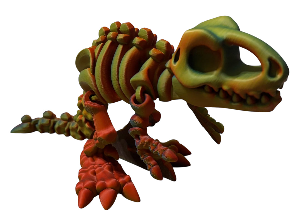 3D printed 7" Flexi T-Rex Skeleton - Neon