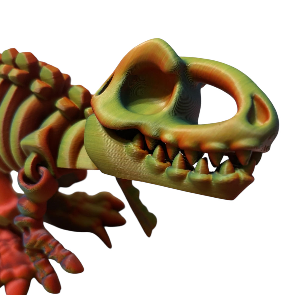 3D printed 7" Flexi T-Rex Skeleton - Neon