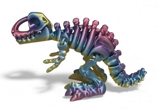 3D printed 10" Flexi T-Rex Skeleton - Iridescent Prism