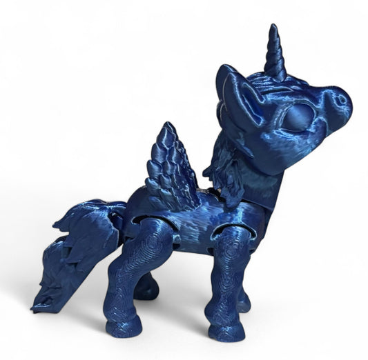 3D printed 8" Alicorn - Blue Silk