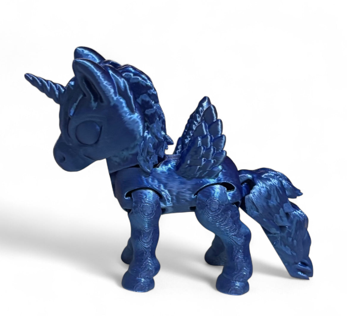 3D printed 3-1/2" Alicorn Blue Silk