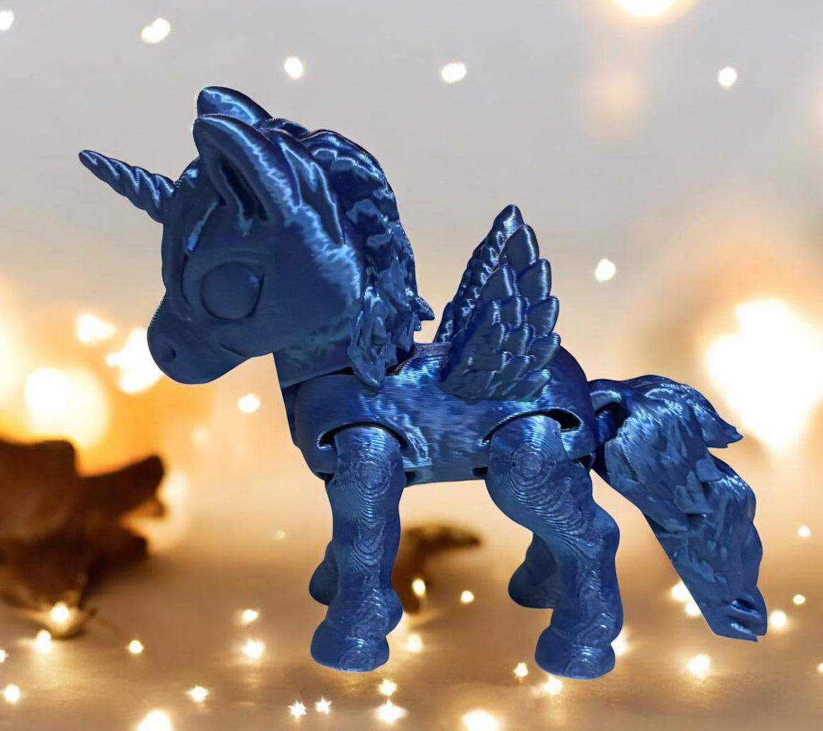 3D printed 3-1/2" Alicorn Blue Silk