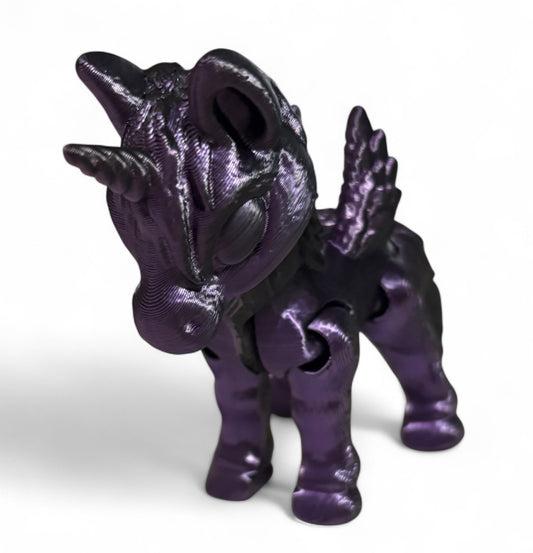 3D printed 3-1/2" Alicorn Black / Purple