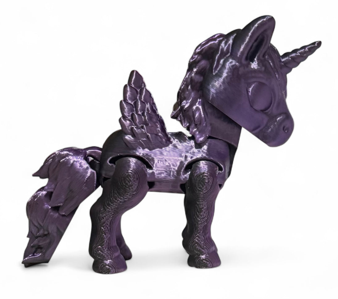 3D printed 8" Alicorn - Purple Black