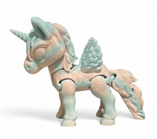 3D printed 3-1/2" Alicorn Cotton Candy