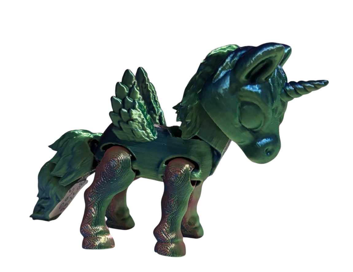 3D printed 8" Alicorn - Blue Green Purple