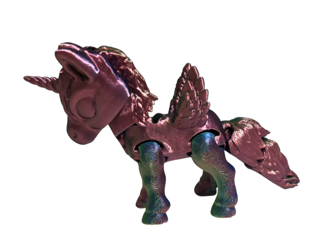 3D printed 3-1/2" Alicorn Blue/Green/Purple