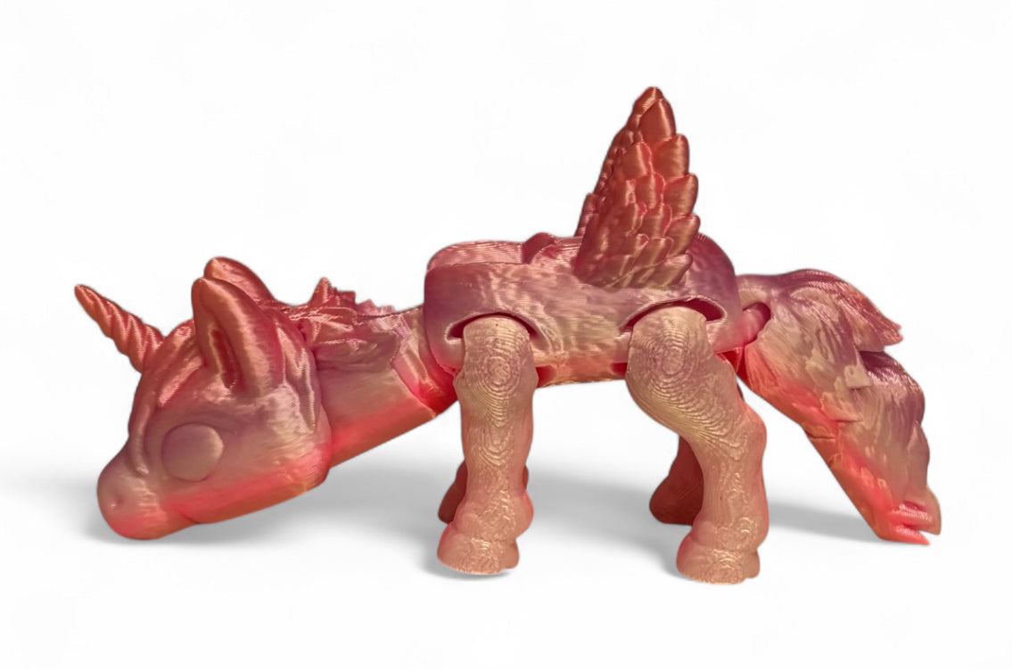 3D printed 3-1/2" Alicorn Peach Blush