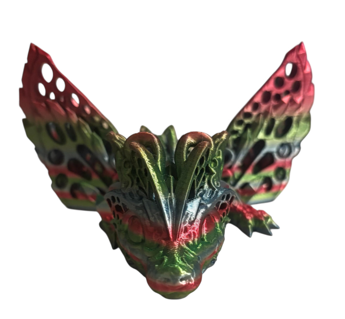 3D printed 9" Baby Fae Wolf Dragon - Rainbow 06