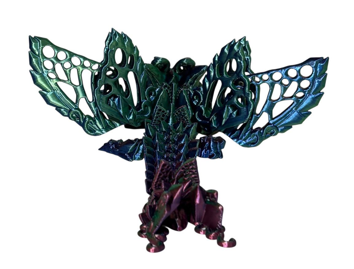 3D printed 9" Baby Fae Wolf Dragon - Blue / Green / Purple