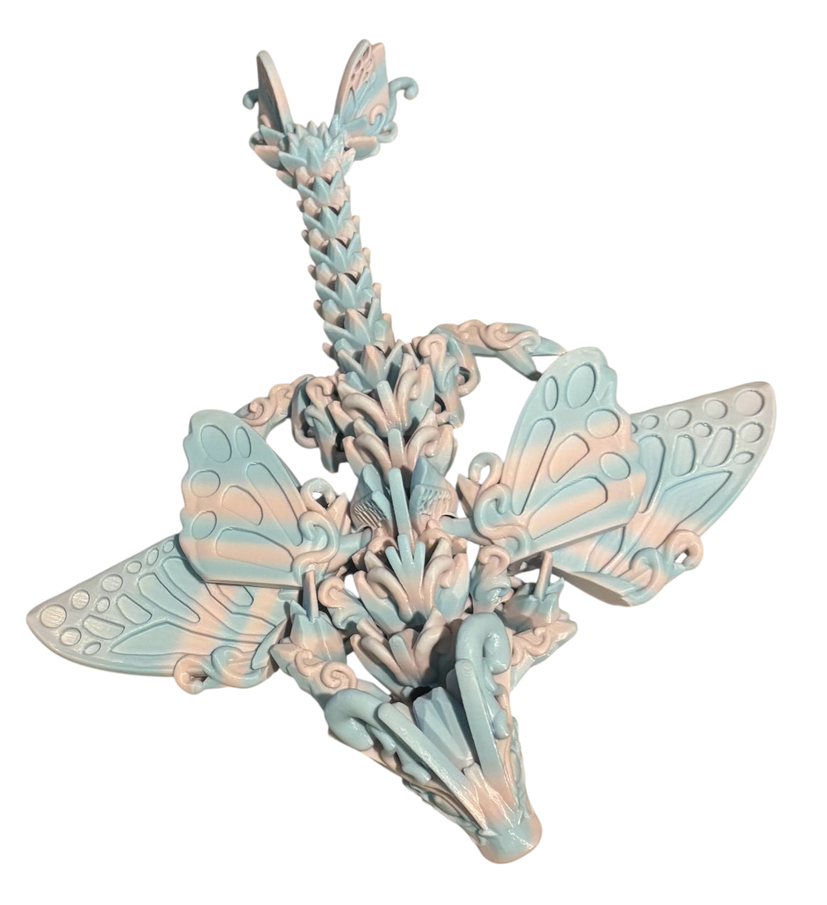 3D printed 13" Baby Butterfly Dragon - Cotton Candy