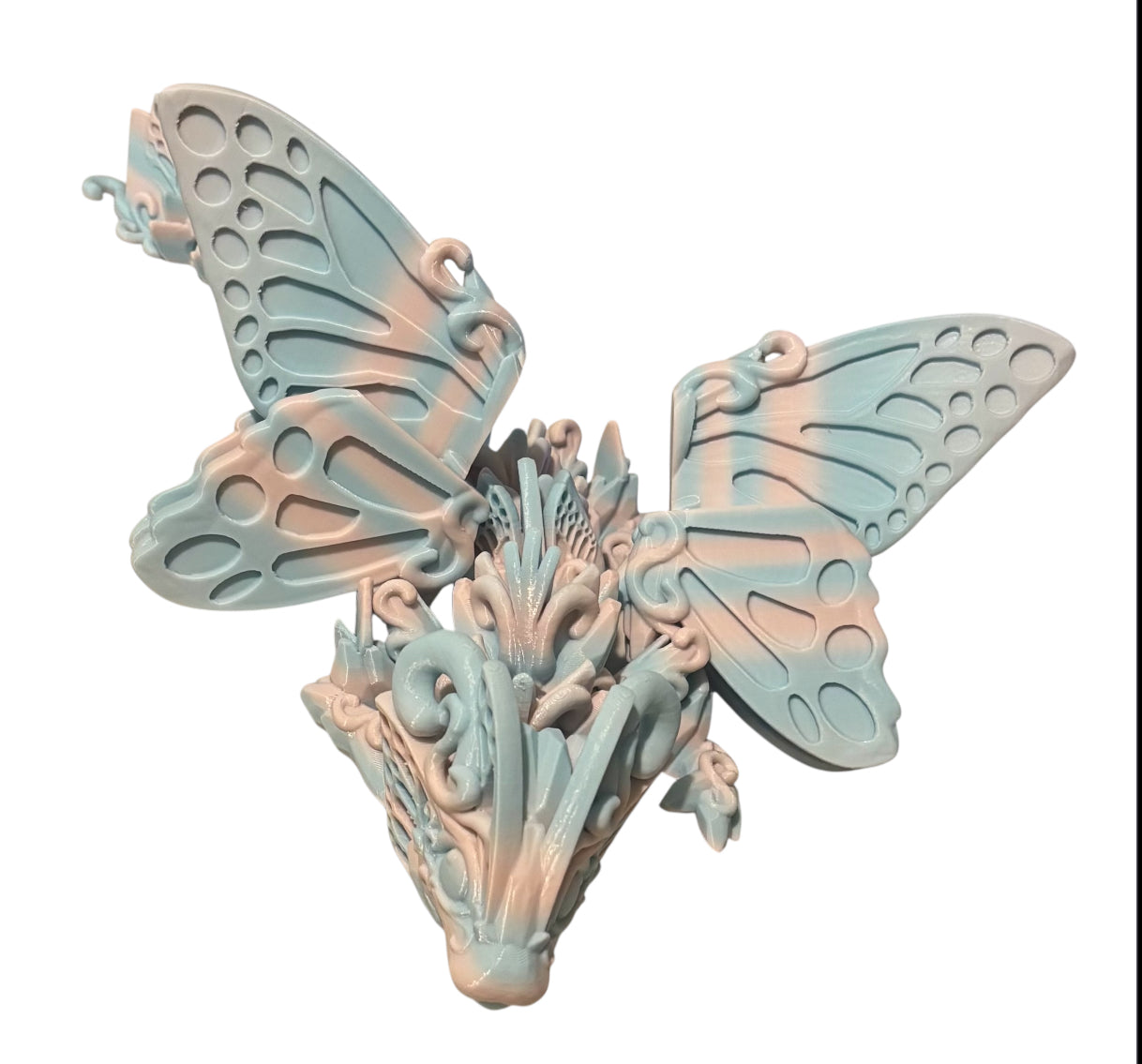 3D printed 13" Baby Butterfly Dragon - Cotton Candy