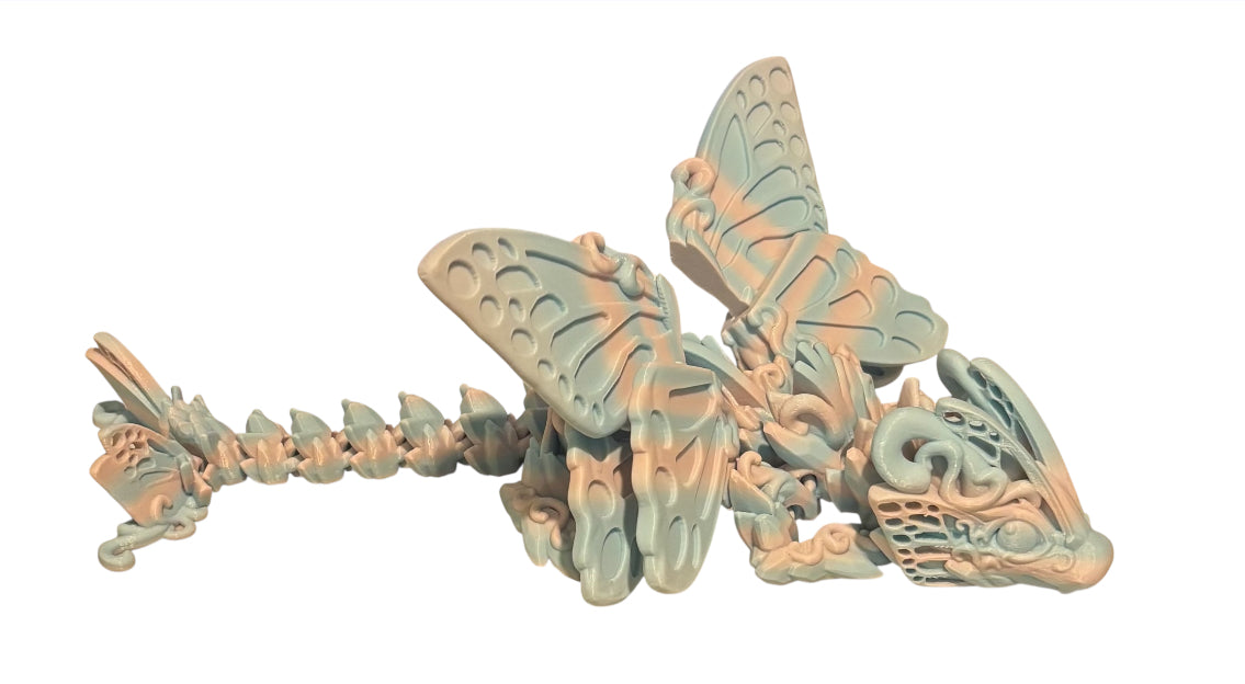 3D printed 13" Baby Butterfly Dragon - Cotton Candy