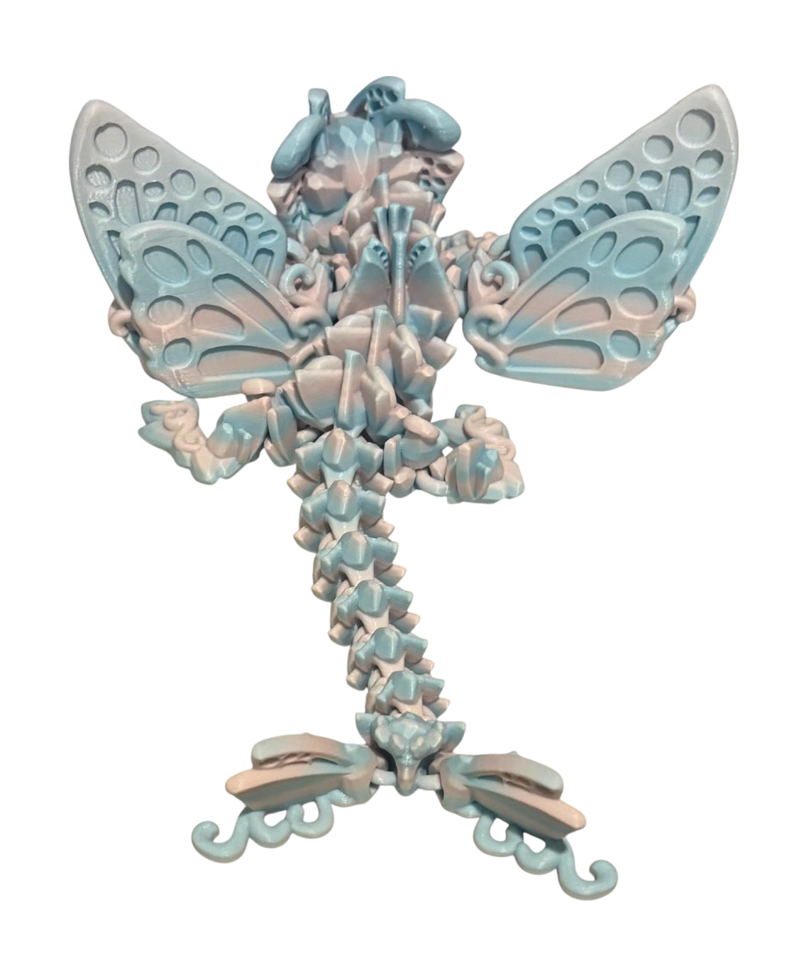 3D printed 13" Baby Butterfly Dragon - Cotton Candy