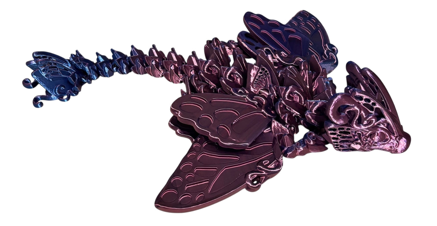 3D printed 13" Baby Butterfly Dragon - Red / Blue
