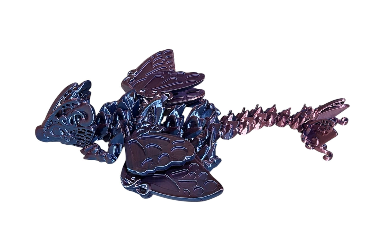 3D printed 13" Baby Butterfly Dragon - Red / Blue