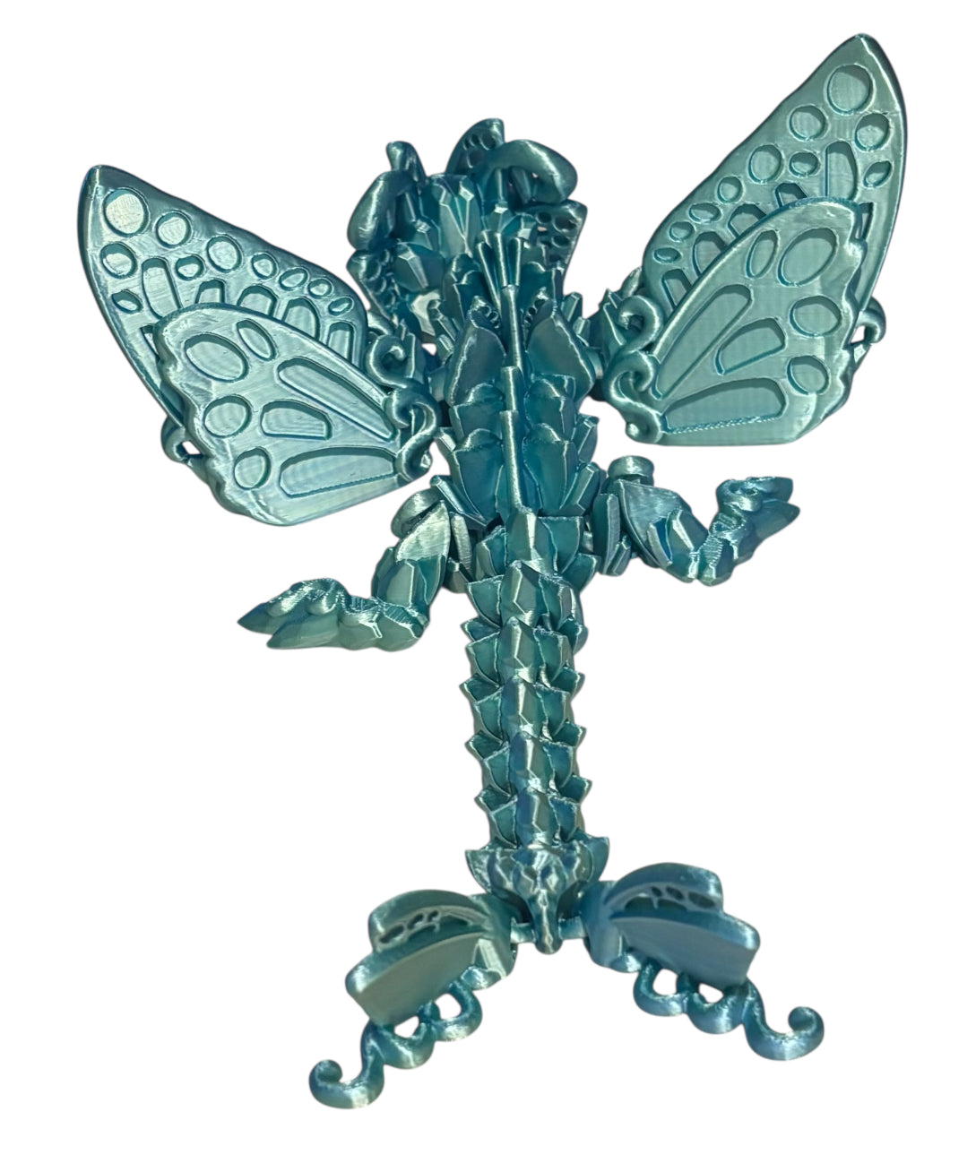 3D printed 13" Baby Butterfly Dragon - Blue / Green