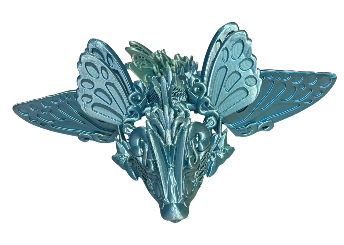 3D printed 13" Baby Butterfly Dragon - Blue / Green