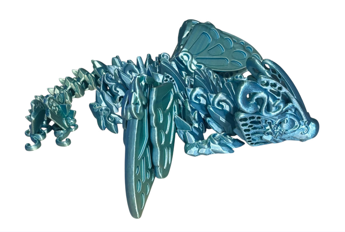 3D printed 13" Baby Butterfly Dragon - Blue / Green