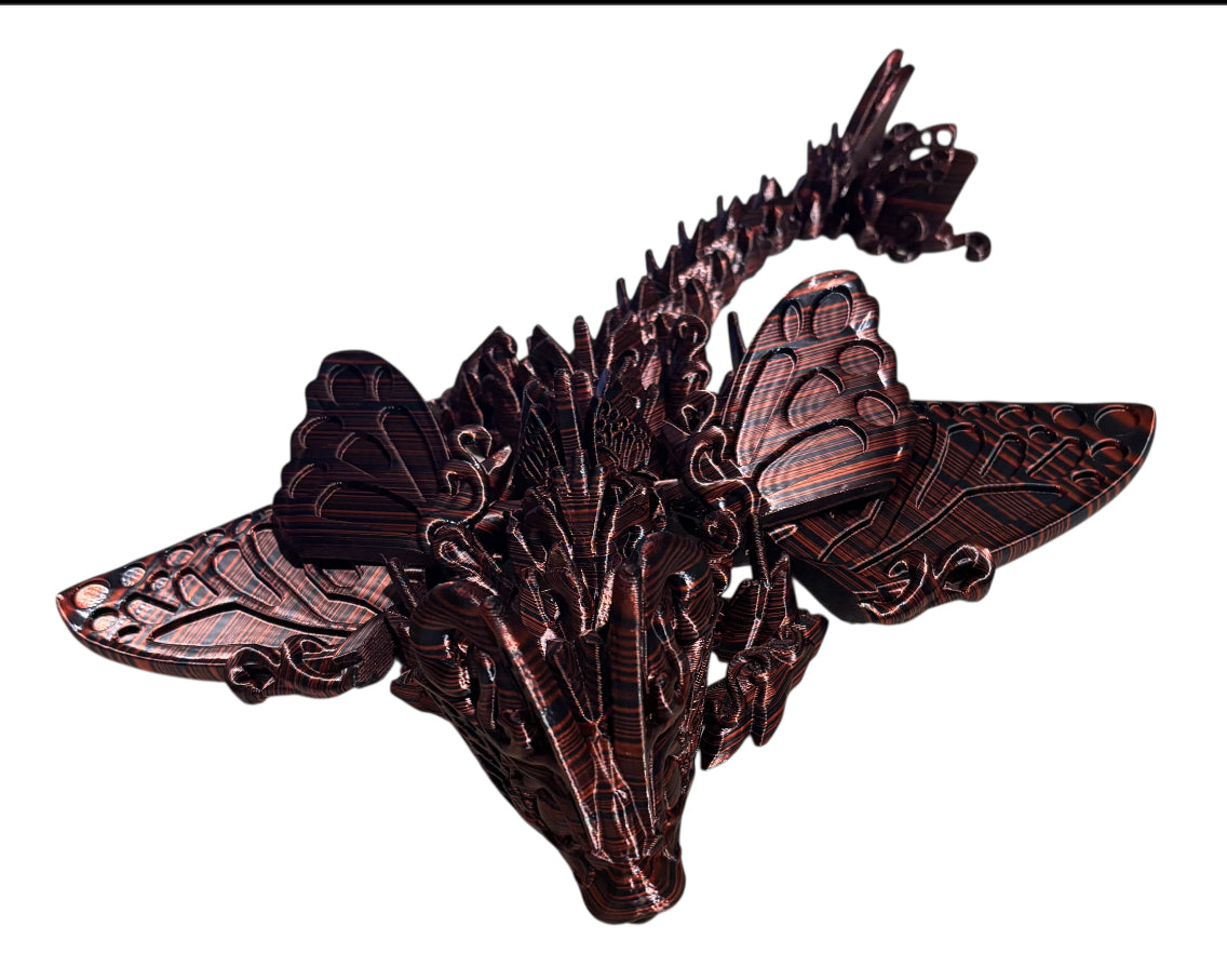 3D printed 13" Baby Butterfly Dragon - Black / Red