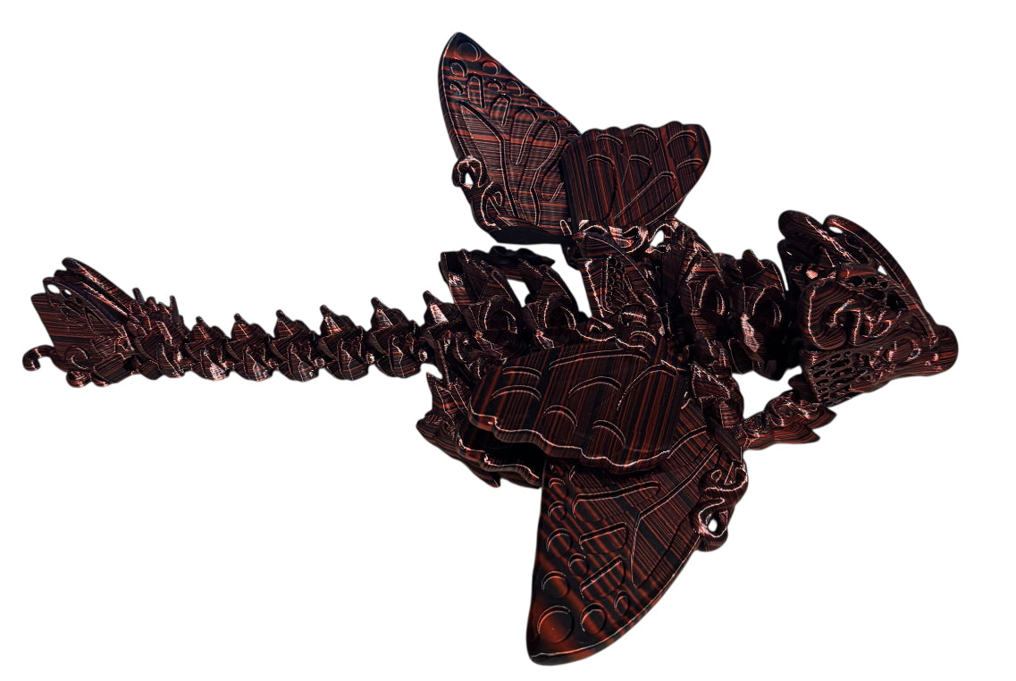 3D printed 13" Baby Butterfly Dragon - Black / Red