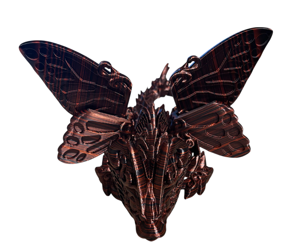 3D printed 13" Baby Butterfly Dragon - Black / Red