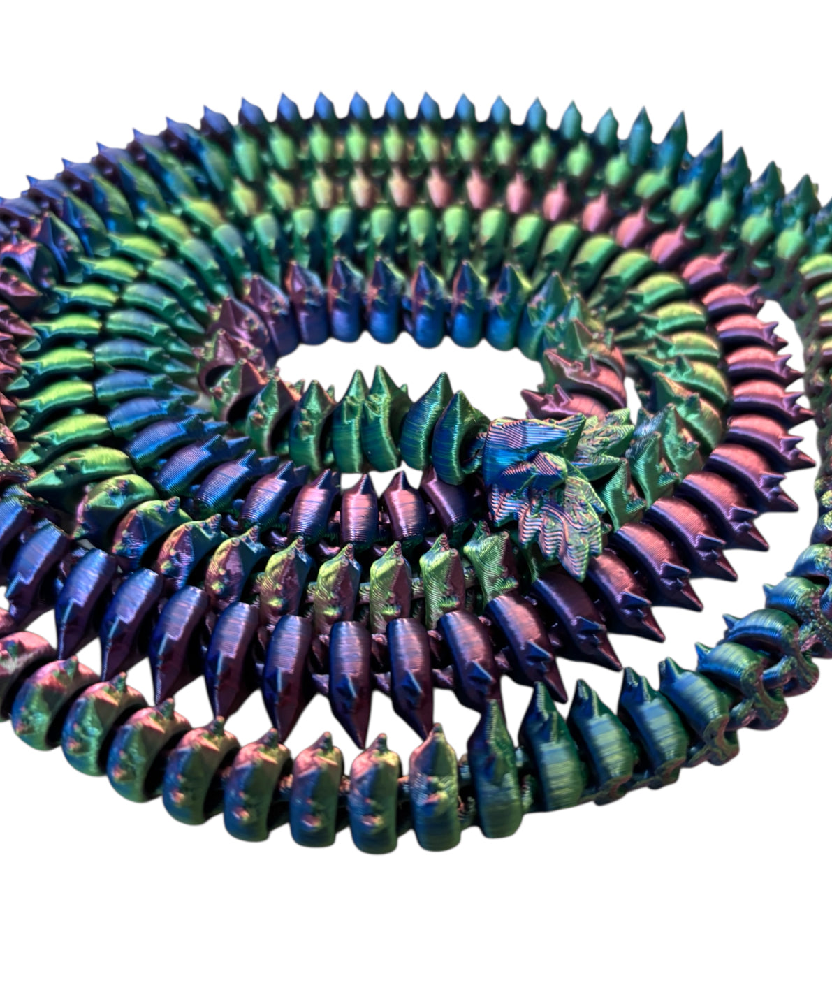 3D printed 63" Long Tiny Crystal Dragon Blue, Green, Purple