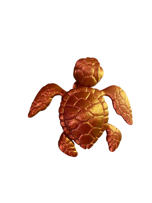 3D printed 4-1/2" Sea Turtle - Red/Gold
