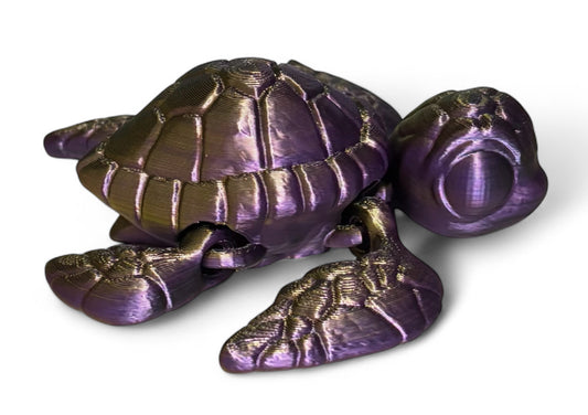 3D printed 4-1/2" Sea Turtle - Black Gold Purple