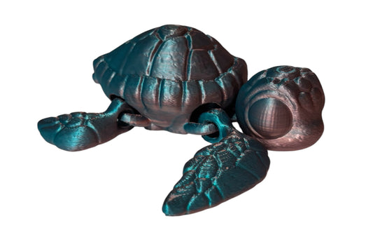 3D printed 4-1/2" Sea Turtle - Blue/Green/Coral