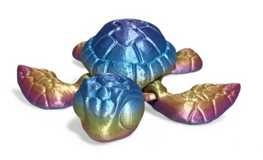 3D printed 4-1/2" Sea Turtle - Iridescent Prism