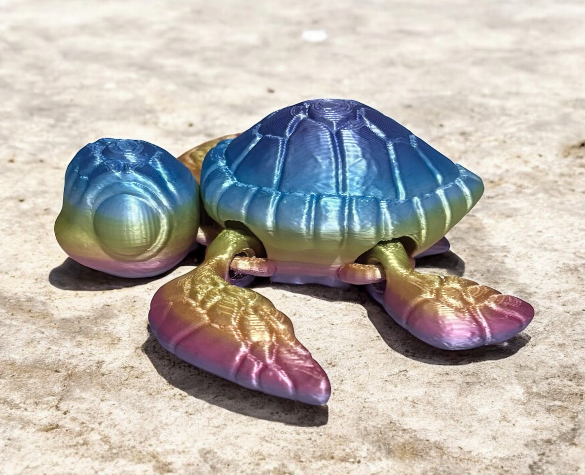 3D printed 4-1/2" Sea Turtle - Iridescent Prism