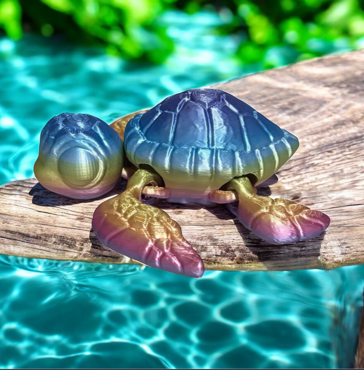 3D printed 4-1/2" Sea Turtle - Iridescent Prism