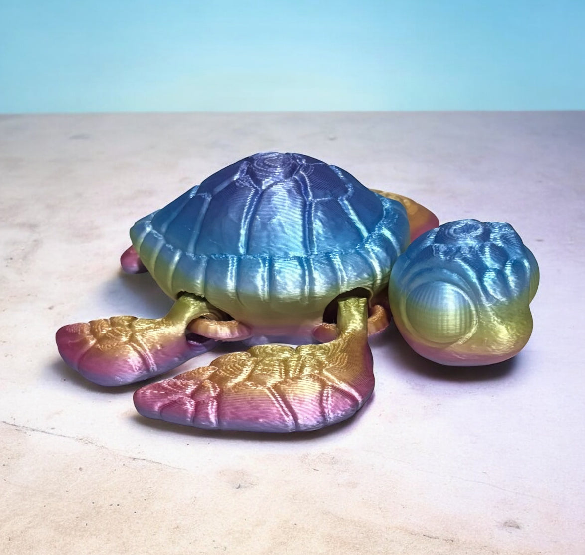 3D printed 4-1/2" Sea Turtle - Iridescent Prism