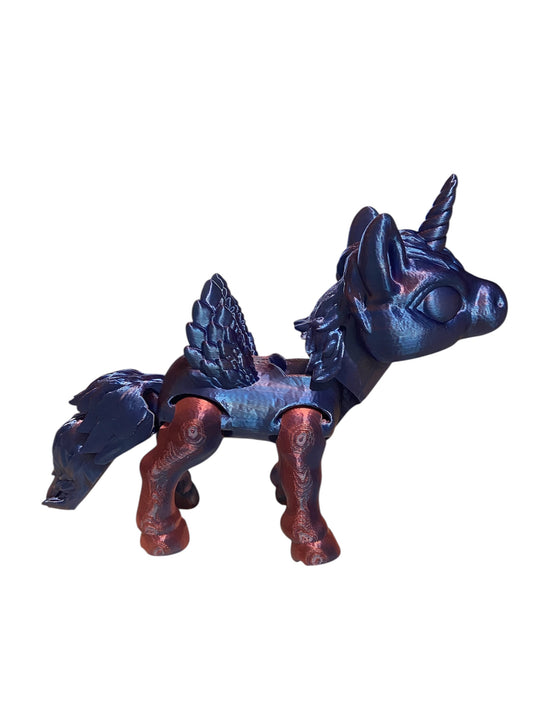 3D printed 3-1/2" Alicorn Red / Blue
