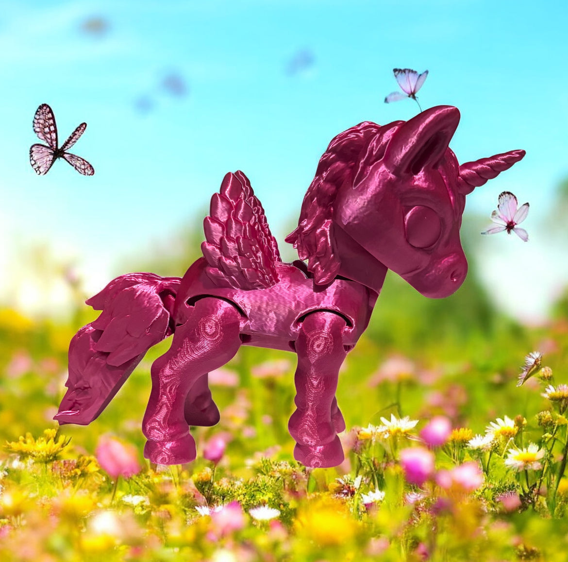 3D printed 8" Alicorn - Rose