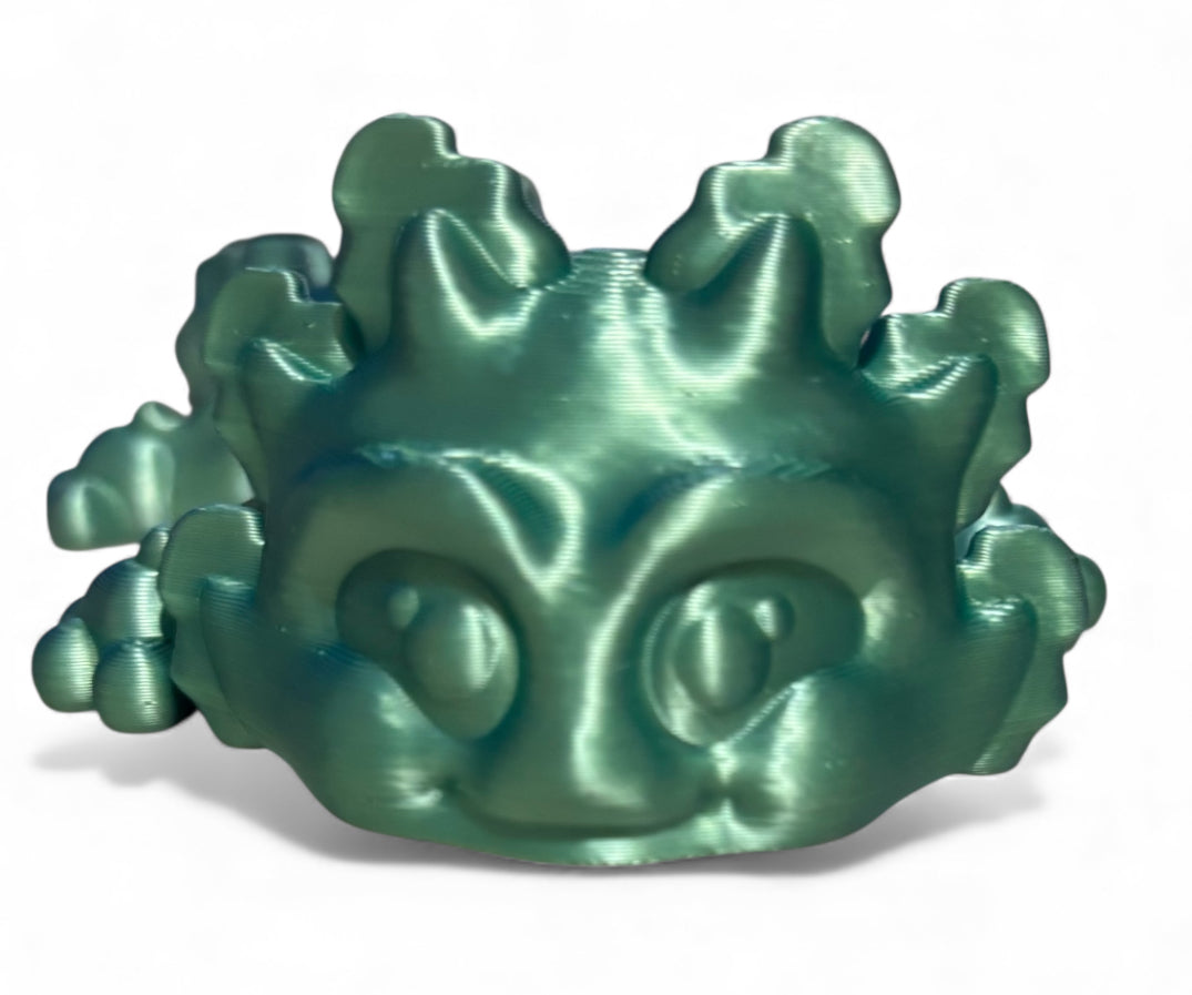 3D printed 5-1/2" Axolotl - Blue/Green