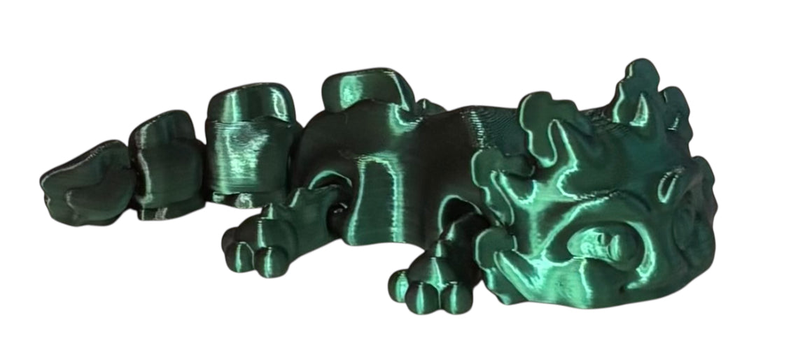 3D printed 5-1/2" Axolotl - Green / Black