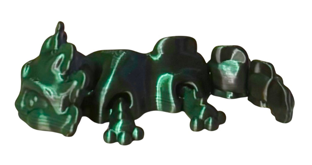 3D printed 5-1/2" Axolotl - Green / Black